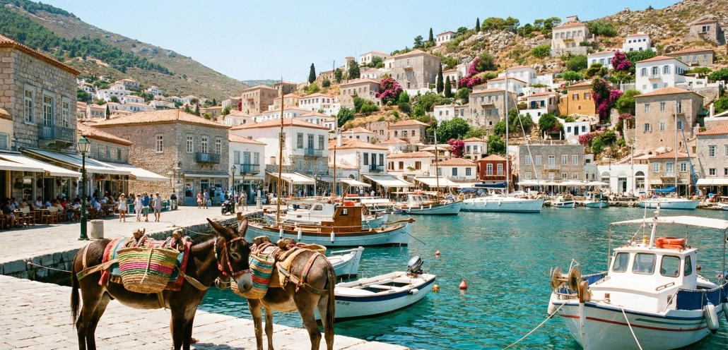 Το γραφικό λιμάνι της Ύδρας με παραδοσιακά αρχοντικά και γαϊδουράκια, ιδανικό για μονοήμερη από την Αθήνα.